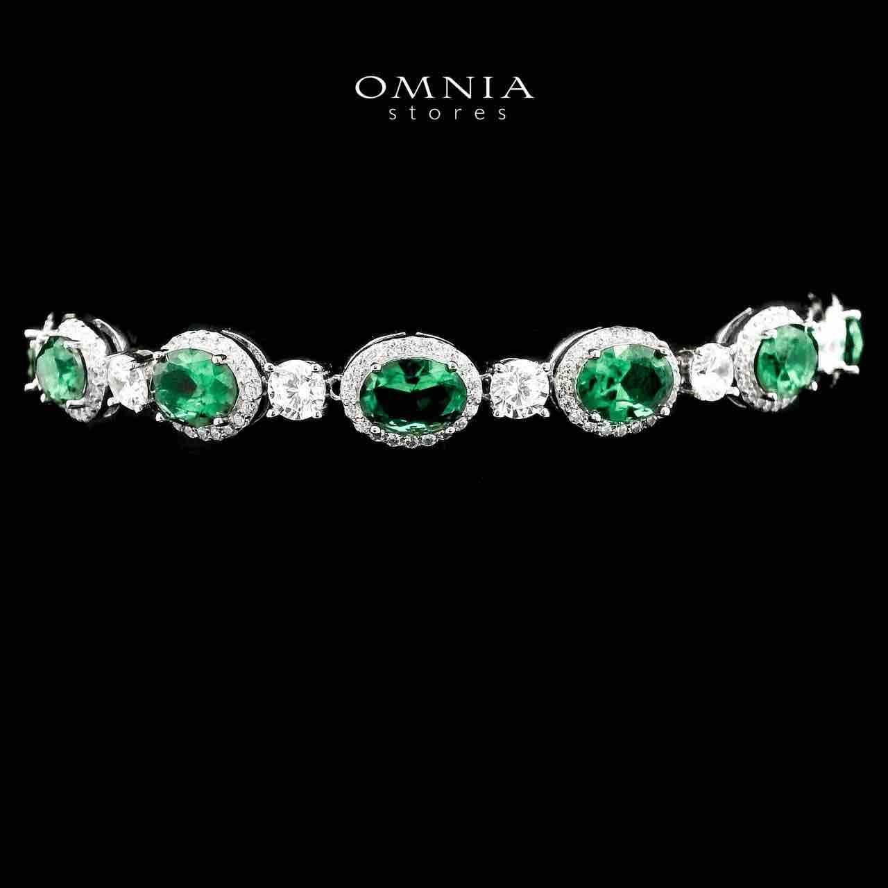 Omnia Danah Green Necklace, Bracelet and Earrings Set in 92.5 Silver High Quality Simulated Diamonds - OMNIASTORES UAE