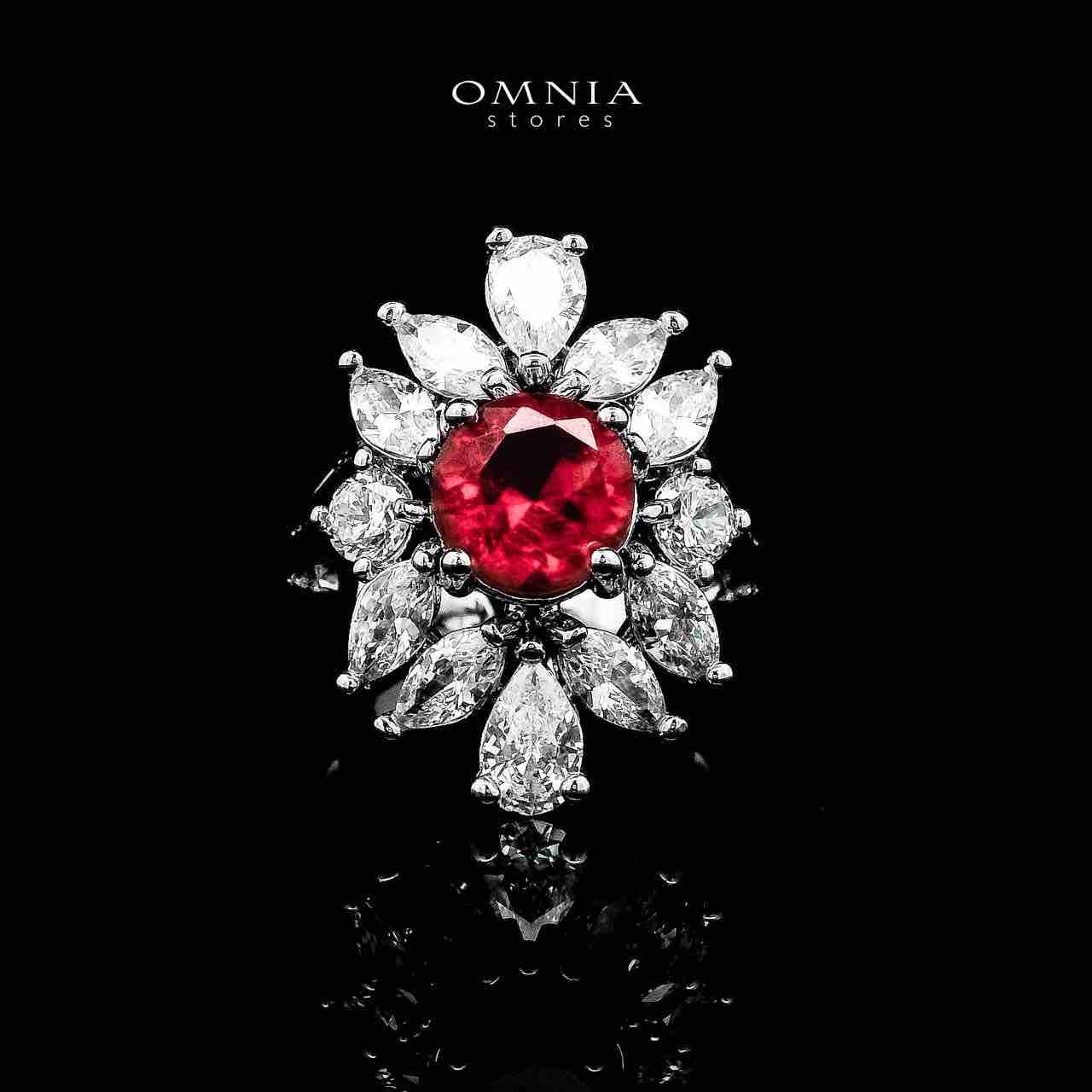 Omnia Nareen Red Bridal Full Set in High Quality Zircon Stone Rhodium Plated - OMNIASTORES UAE