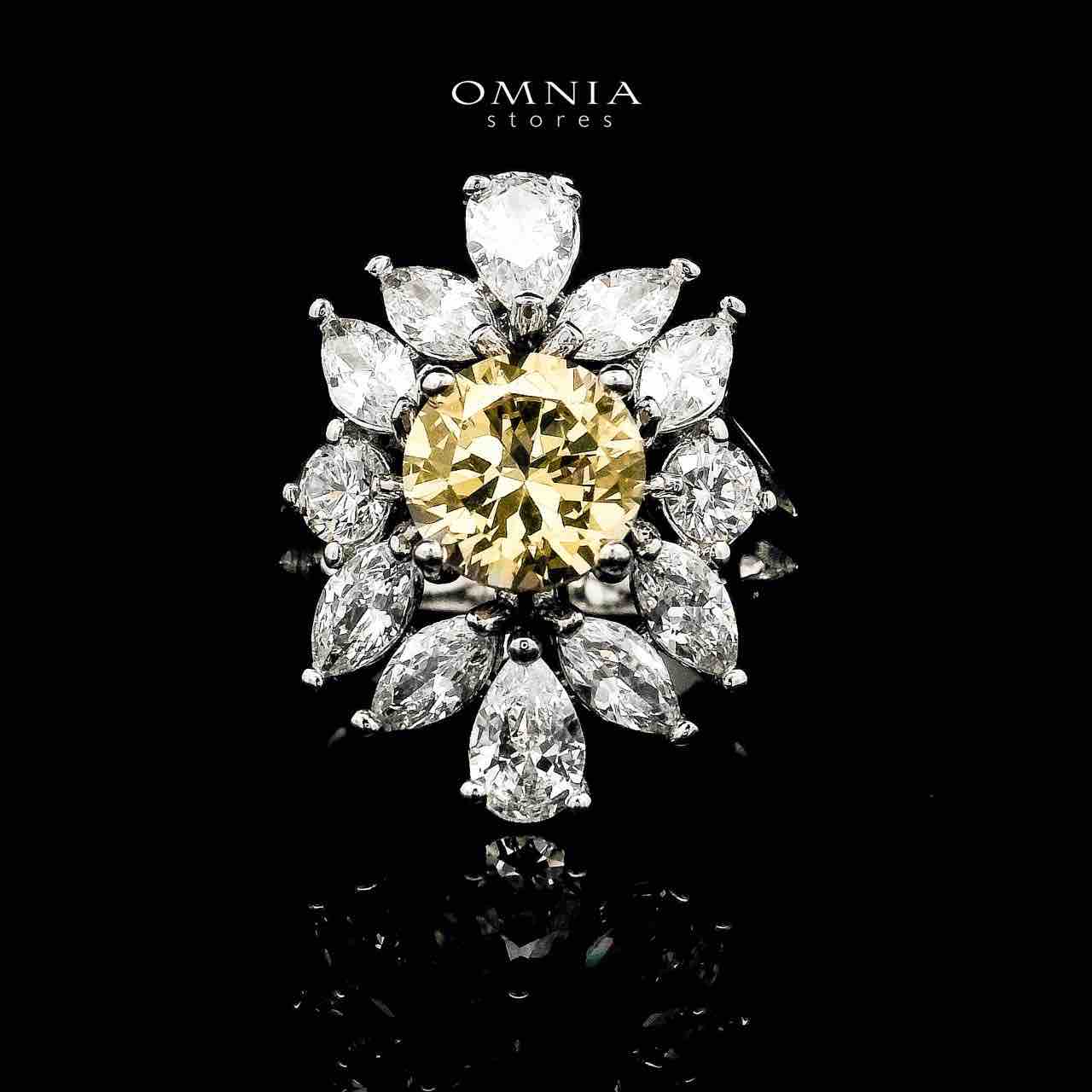 Omnia Nareen Yellow Bridal Full Set in High Quality Zircon Stone Rhodium Plated - OMNIASTORES UAE