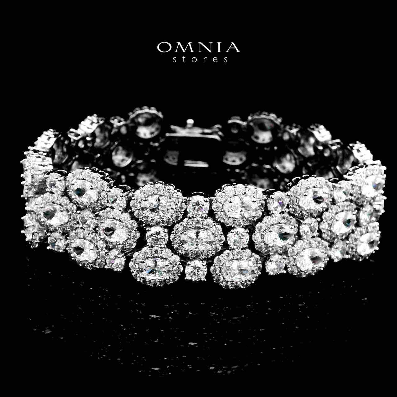 Omnia Viviana White Bracelet Set in High Quality Zircon Stone in Tarnish Resistant Plating