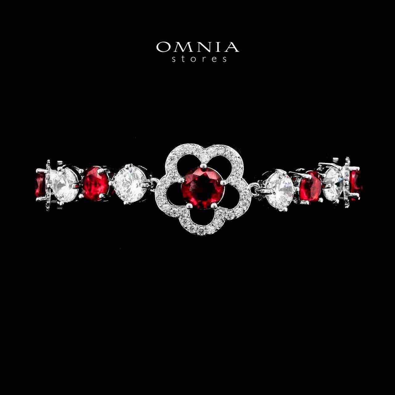 Omnia Esra Red Full Set in High Quality Zircon Stone Rhodium Plated - OMNIASTORES UAE