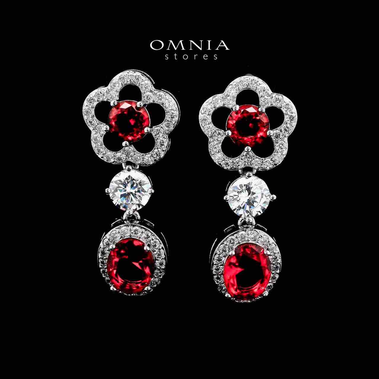 Omnia Esra Red Full Set in High Quality Zircon Stone Rhodium Plated - OMNIASTORES UAE