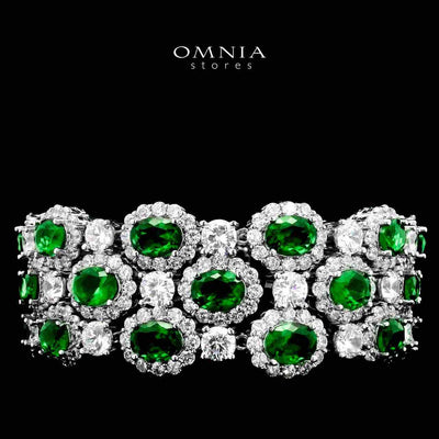 Omnia Fairuz Green Bracelet Set in High Quality Zircon Stone in Tarnish Resistant Plating