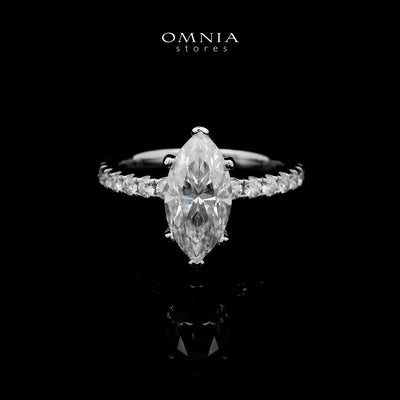 Omnia Ghusun White Ring 92.5 Silver Certified in High Quality Moissanite Stone