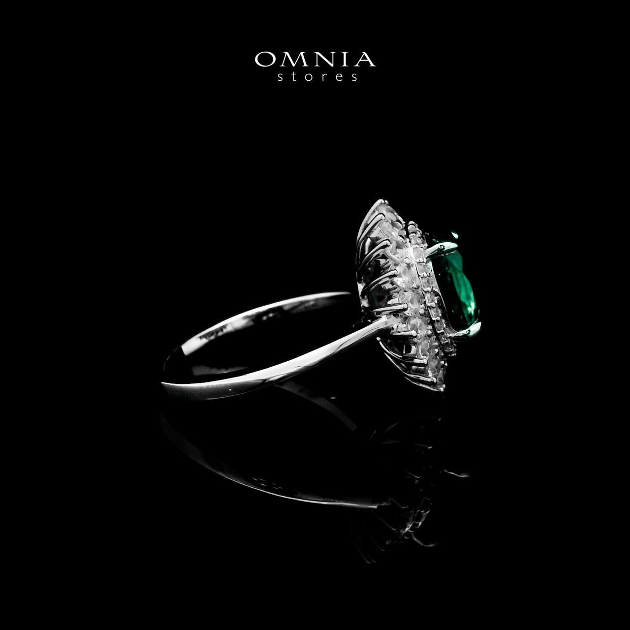 Omnia Hawra Green Ring 92.5 Silver Certified in High Quality Lab Grown Emerald Stone - OMNIASTORES UAE