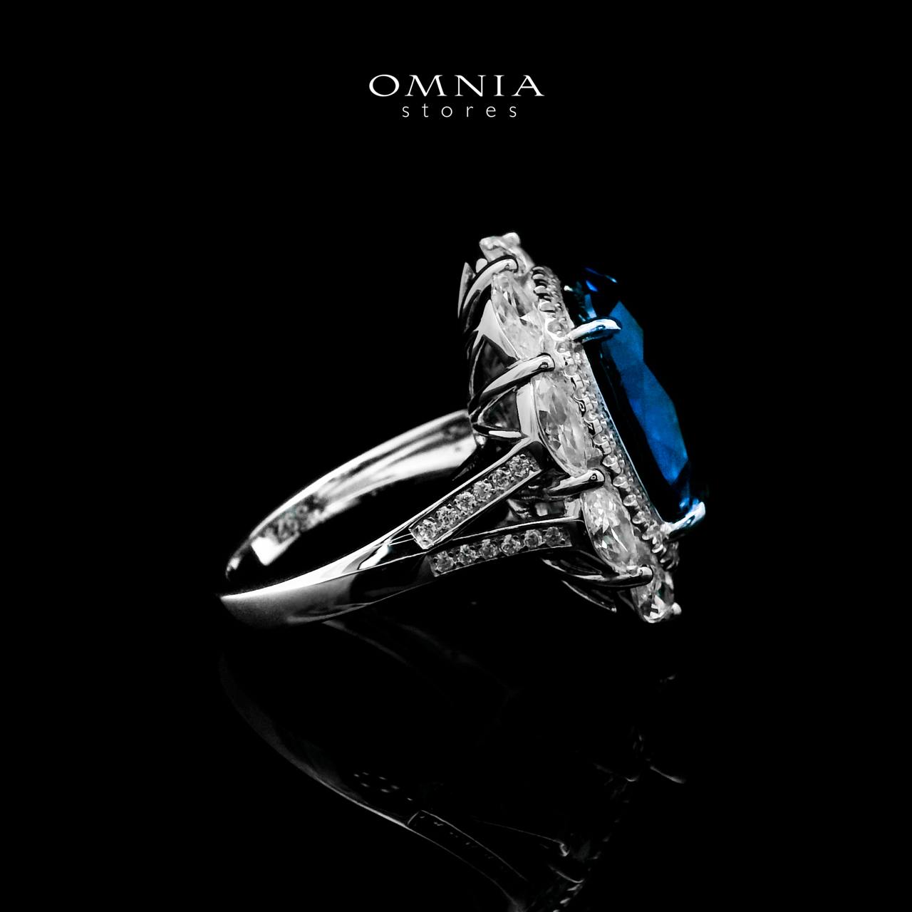 Omnia Hind Blue Ring 92.5 Silver Certified in High Quality Lab Grown Sapphire Stone - OMNIASTORES UAE