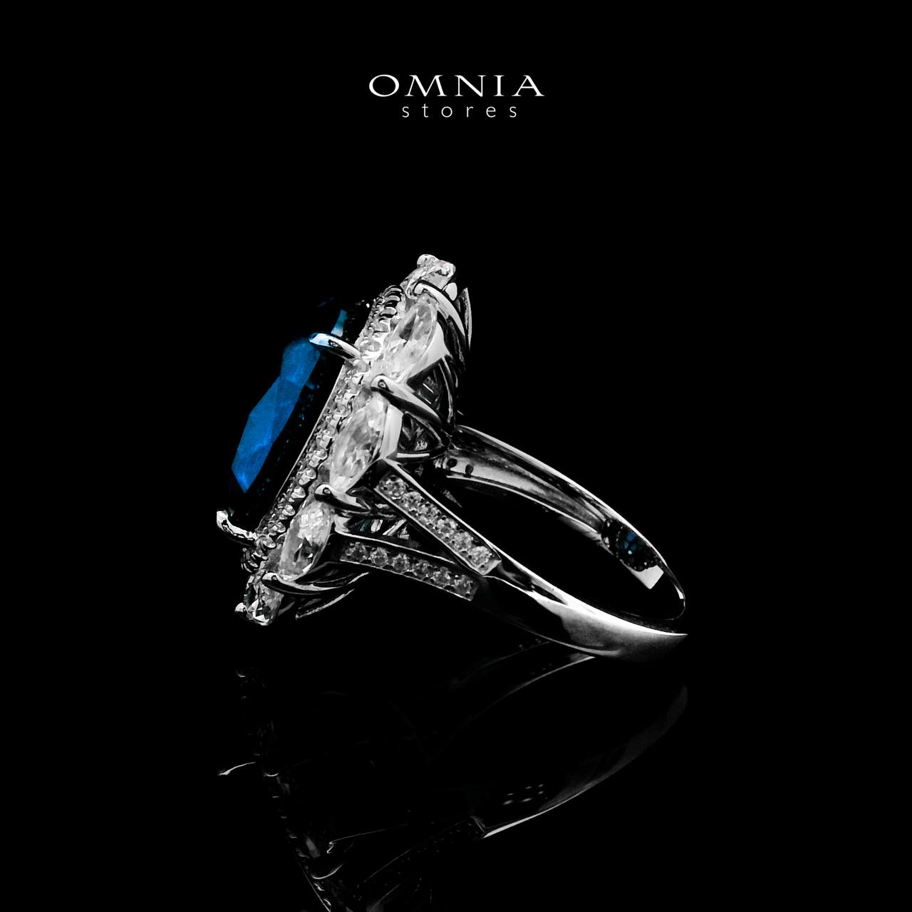 Omnia Hind Blue Ring 92.5 Silver Certified in High Quality Lab Grown Sapphire Stone - OMNIASTORES UAE