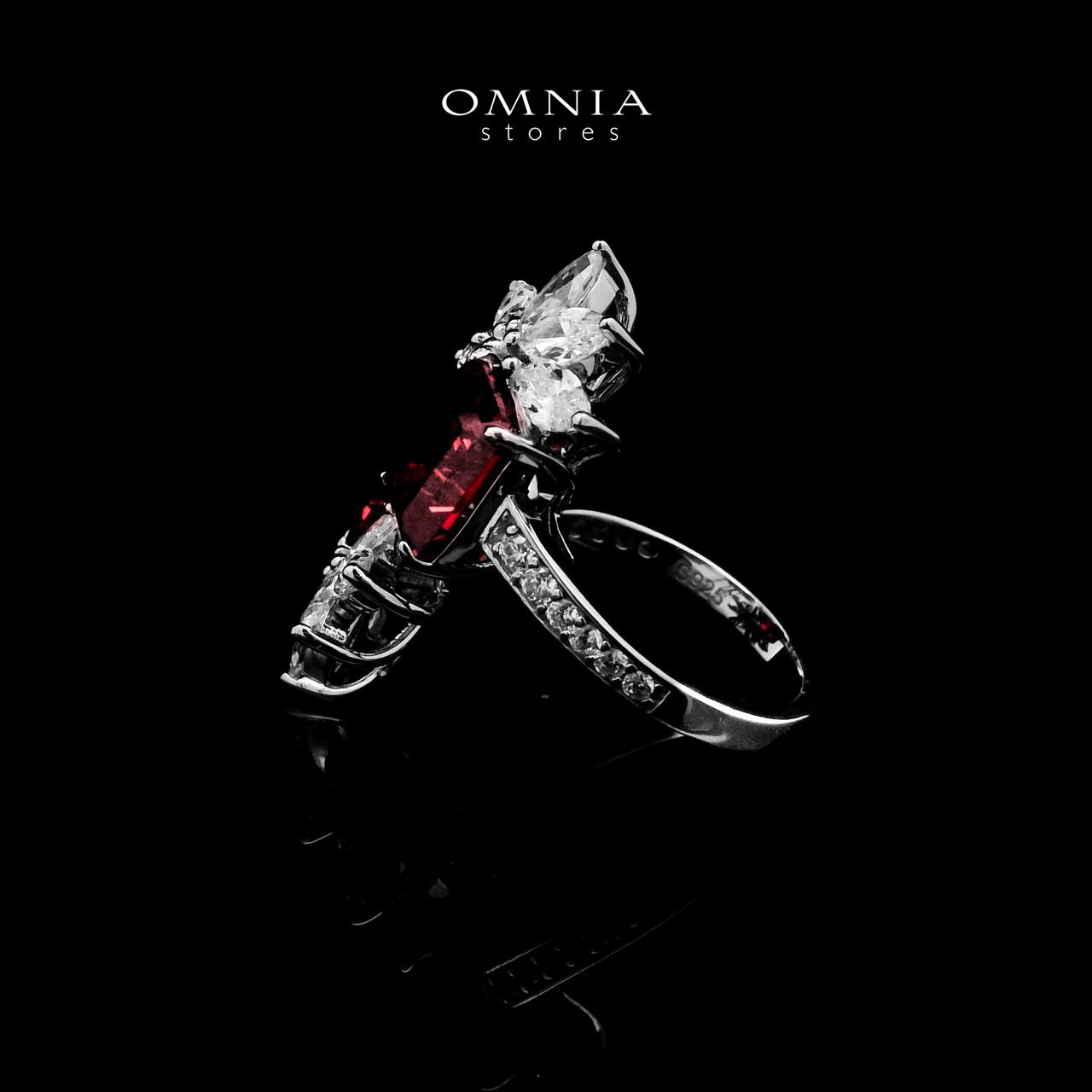 Omnia Itidal Red Ring 92.5 Silver Certified in High Quality Lab Grown Ruby Stone - OMNIASTORES UAE