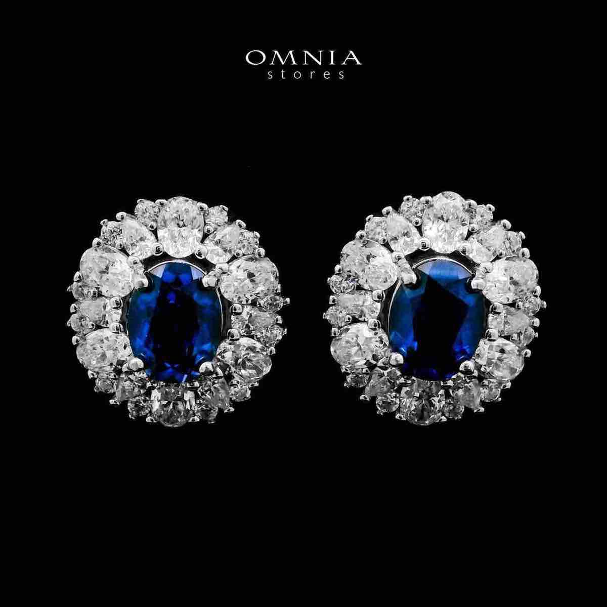 Omnia Elowen Blue Earrings 925 Silver Certified in High Quality Lab Grown Sapphire Stone - OMNIASTORES UAE