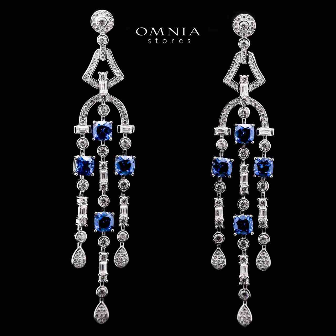 Omnia Khadija Blue Drop Earrings 925 Silver Certified in High Quality Lab Grown Sapphire Stone - OMNIASTORES UAE
