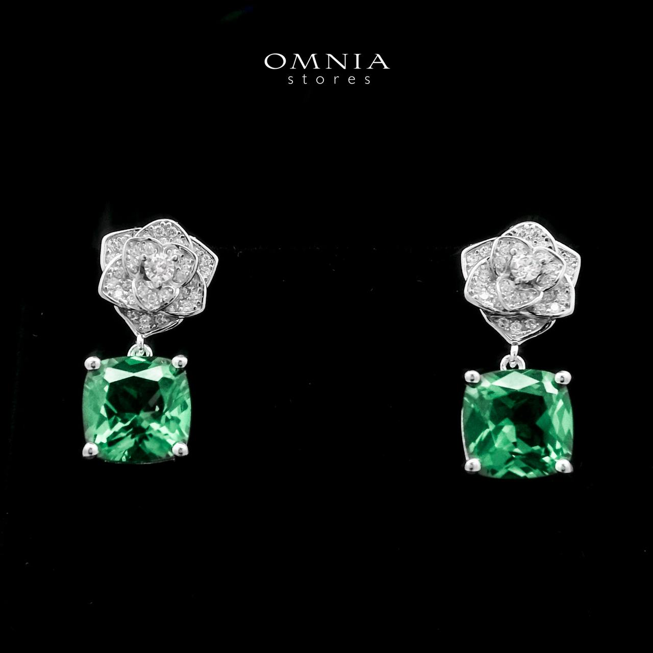 Omnia Khansa Green Earrings 925 Silver in High Quality Synthetic Nano Stone - OMNIASTORES UAE