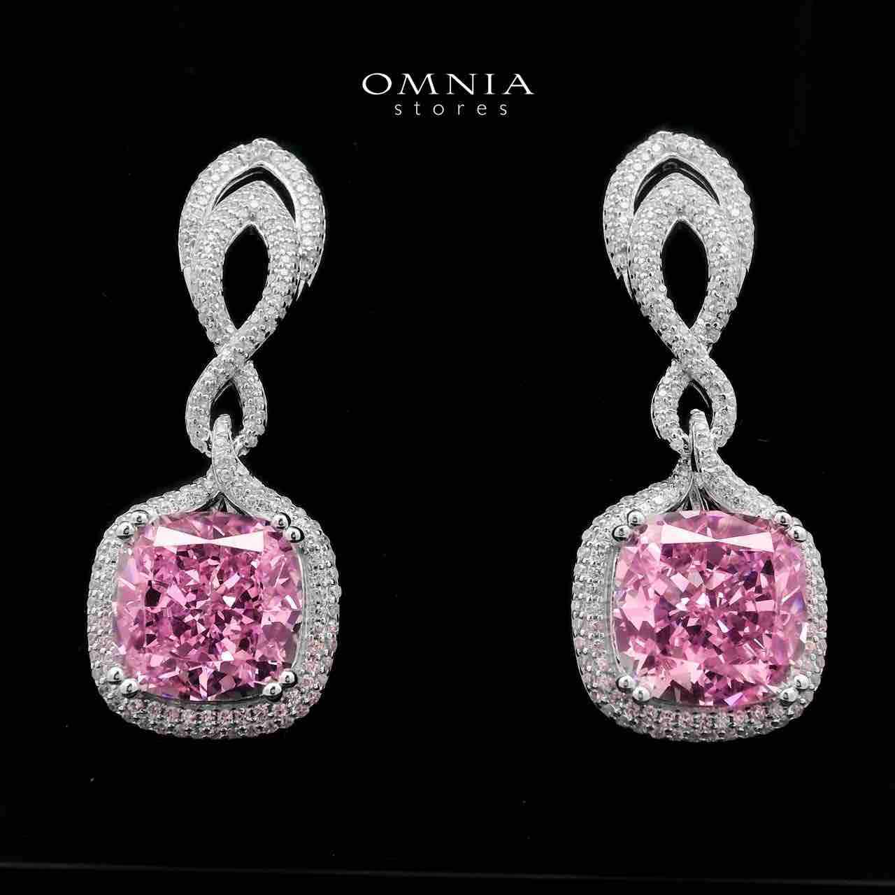 Omnia Kinda Pink Earrings 925 Silver in High Quality Synthetic Cubic Zircon Stone - OMNIASTORES UAE