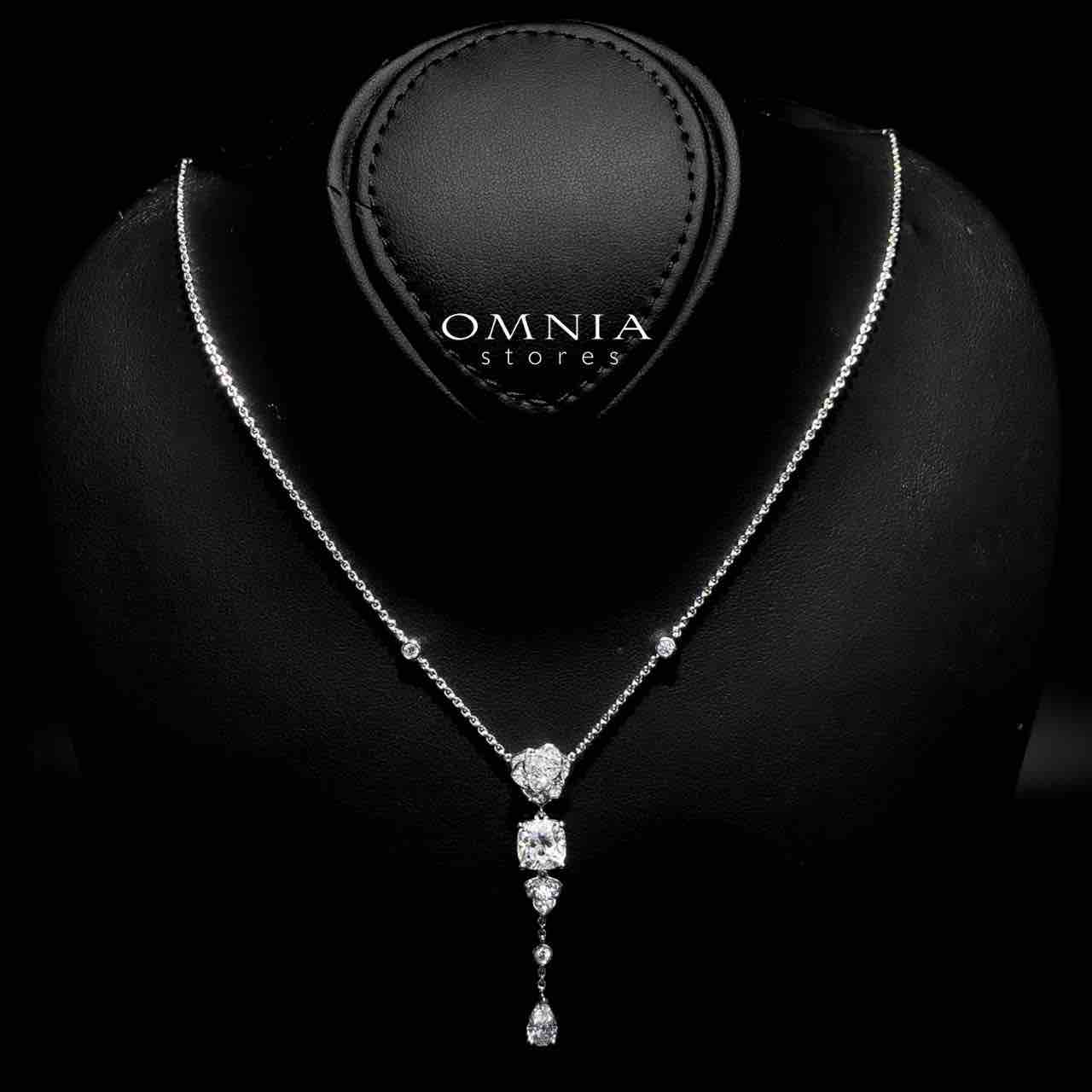 Omnia Nadia Rose Teardrop Necklace 925 Silver in High Quality Moissanite Stone - OMNIASTORES UAE