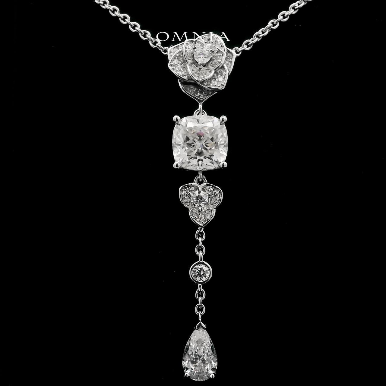 Omnia Nadia Rose Teardrop Necklace 925 Silver in High Quality Moissanite Stone - OMNIASTORES UAE