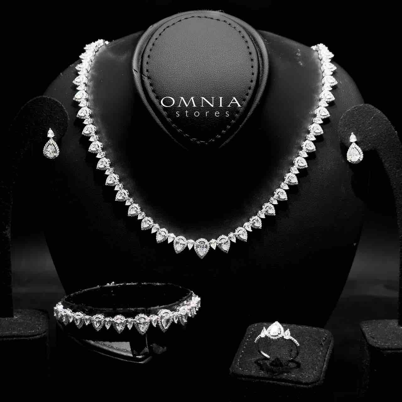 Sundus White Bridal Full Set – Premium Rhodium Plated with High-Quality Zircon Stones