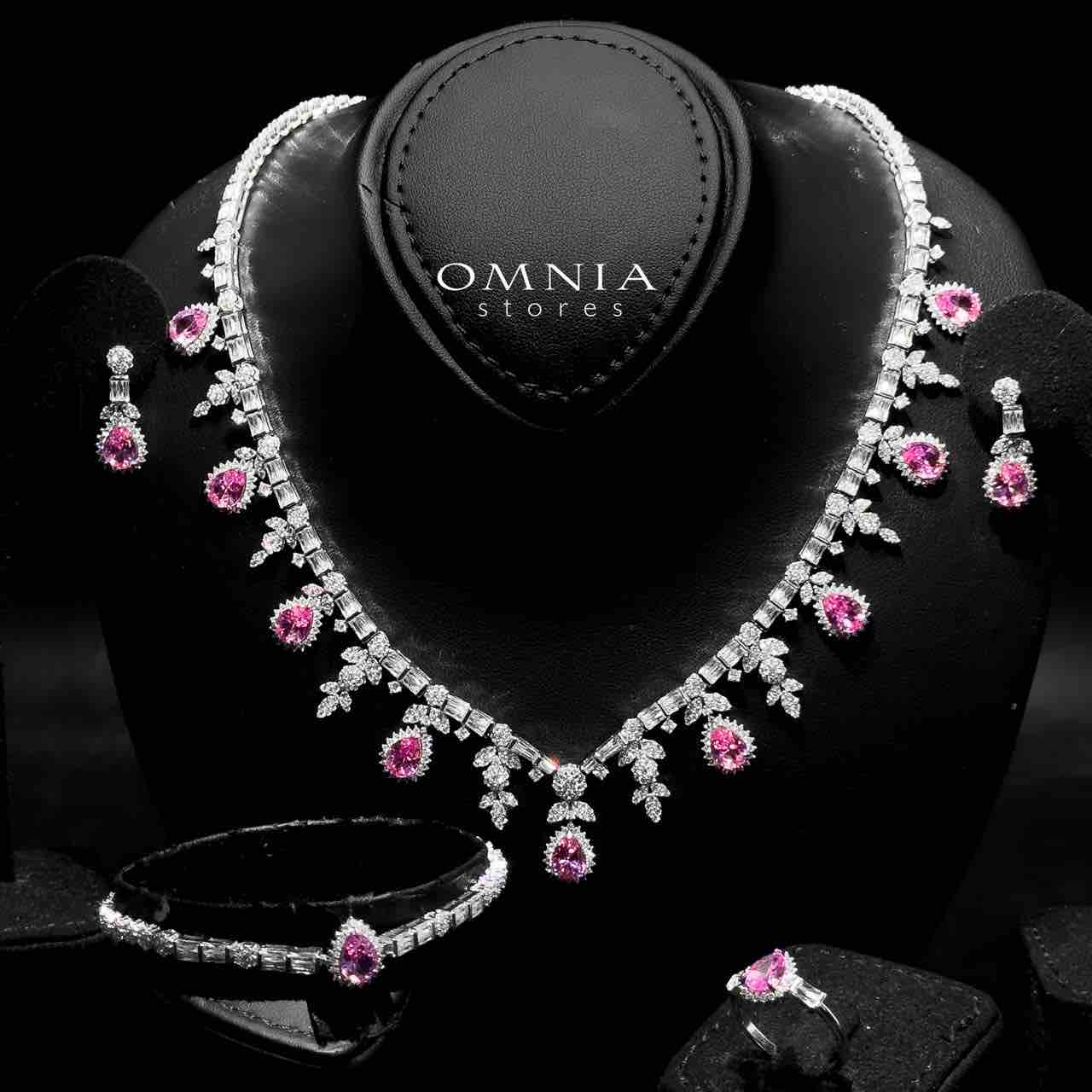Omnia Milena Pink Bridal Full Set in 925 Silver High Quality Simulated Diamonds