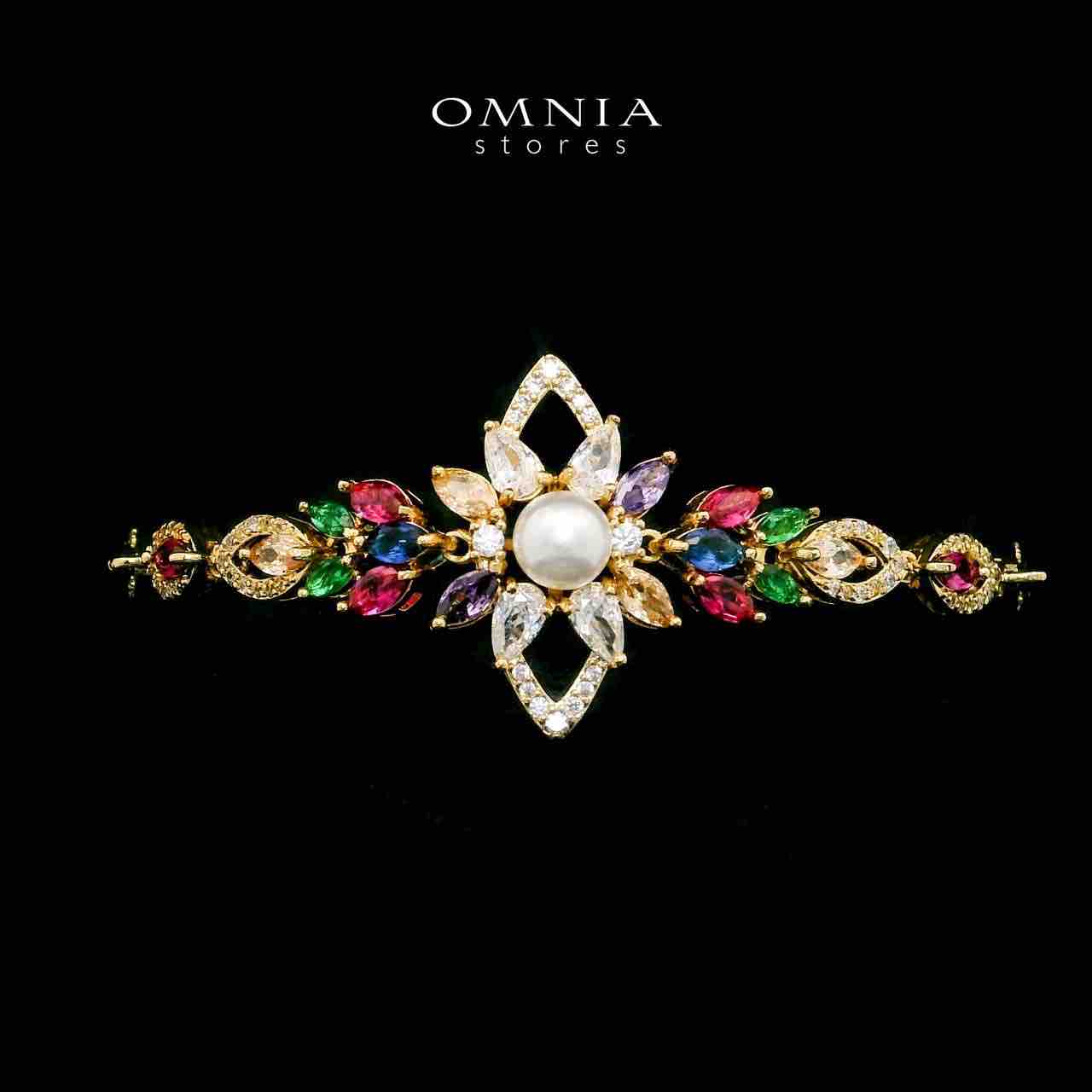 Omnia Safa Golden Multi Colored Bridal Long Chain Full Set in High Quality Zircon Stone Rhodium Plated