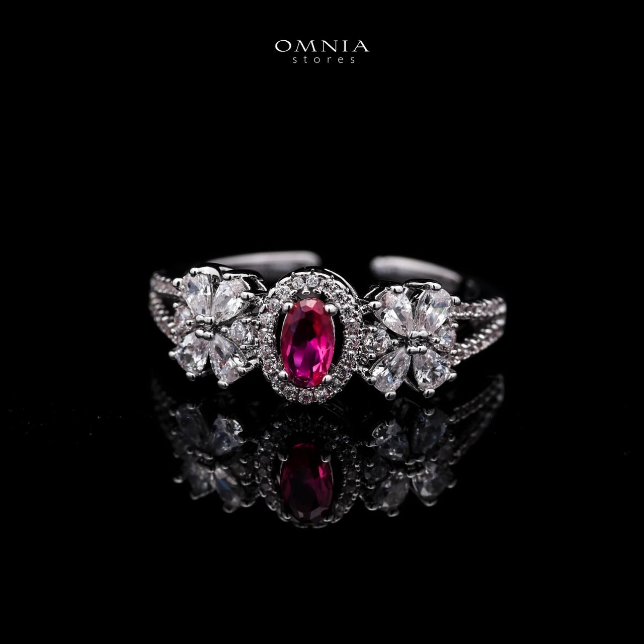 Omnia Mira Red Bridal Full Set in High Quality Zircon Stone Rhodium Plated - OMNIASTORES UAE