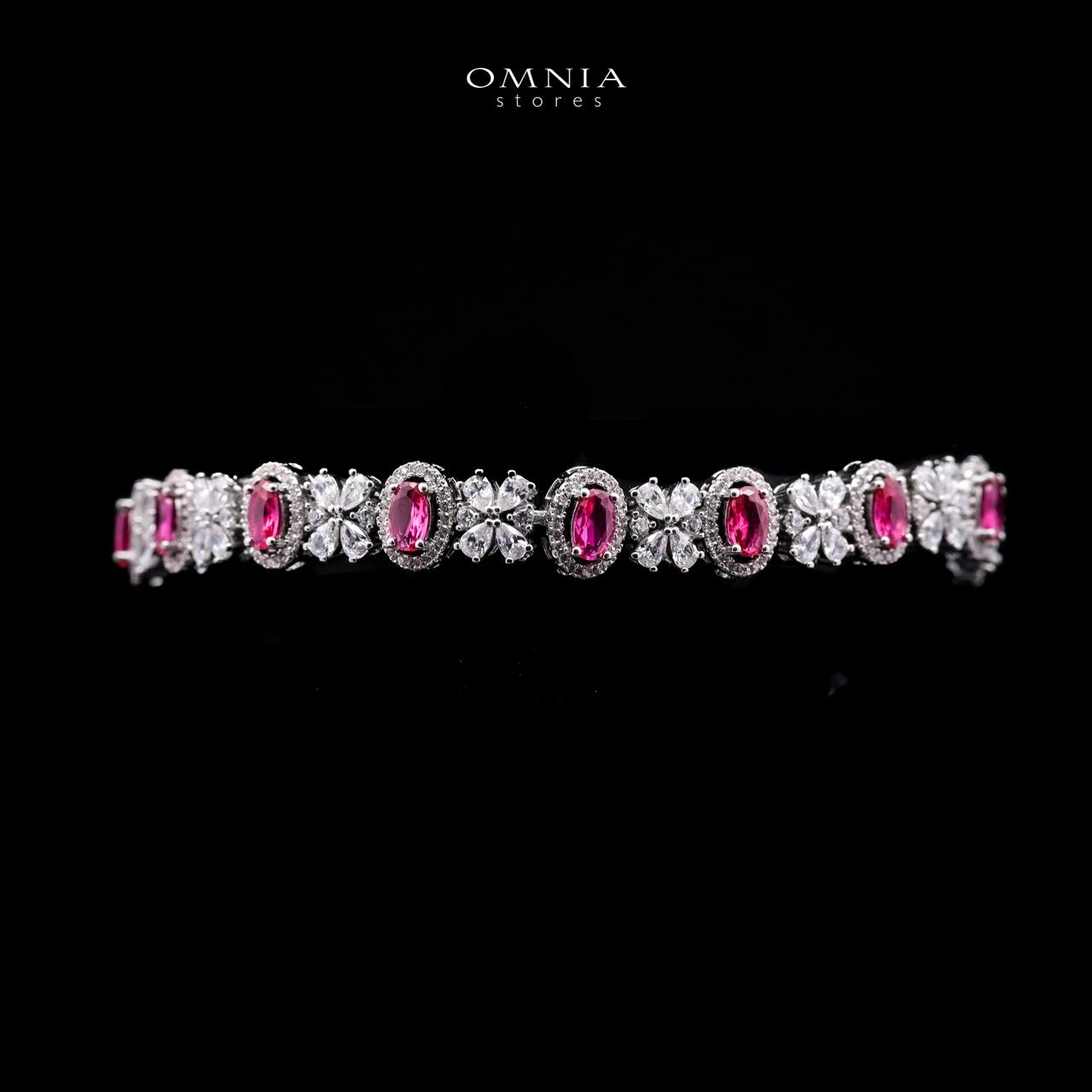 Omnia Mira Red Bridal Full Set in High Quality Zircon Stone Rhodium Plated - OMNIASTORES UAE