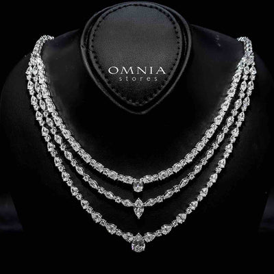 Al Amina Necklace 925 Silver in High Quality Simulated Diamonds