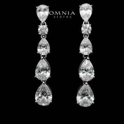 Hayaa Elegance Drop Earrings In 925 Silver High Quality Simulated Diamonds
