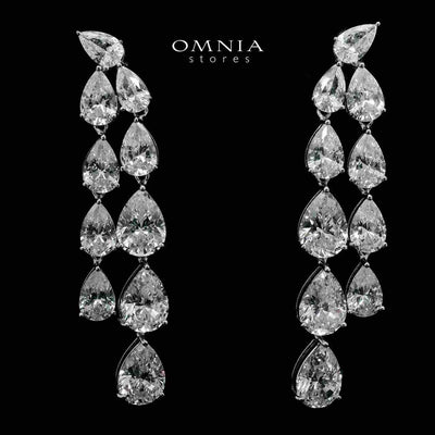 Omnia Rafaela Drop Earrings In 925 Silver High Quality Simulated Diamonds