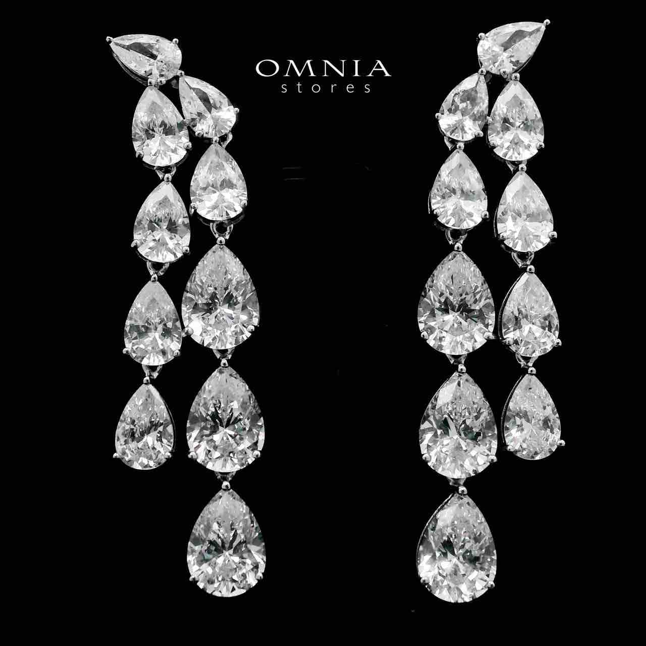 Omnia Rafaela Drop Earrings In 925 Silver High Quality Simulated Diamonds - OMNIASTORES UAE