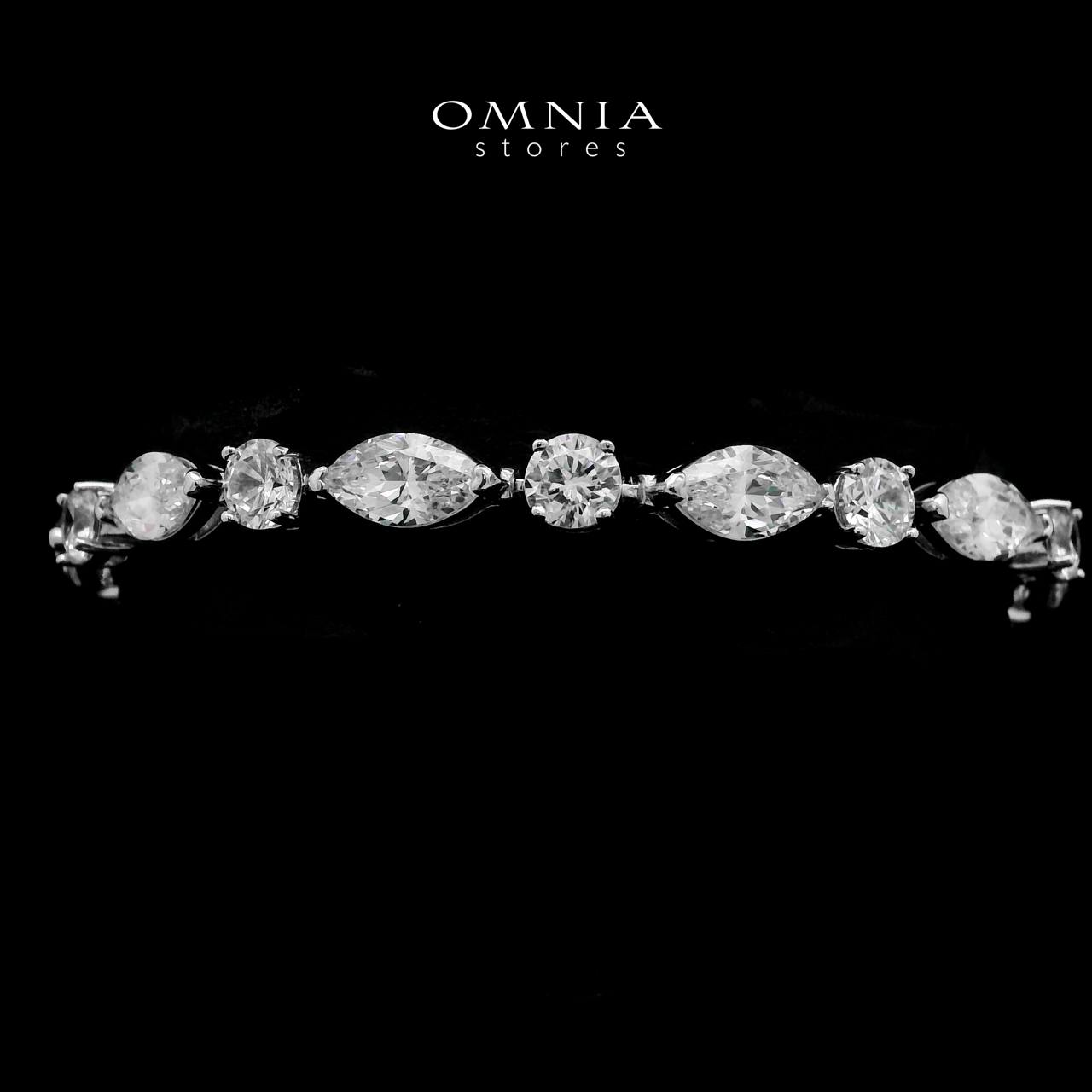 سوار Omnia Mirelda Fine Shine White من الفضة عيار 925 عالي الجودة مرصع بالألماس الصناعي