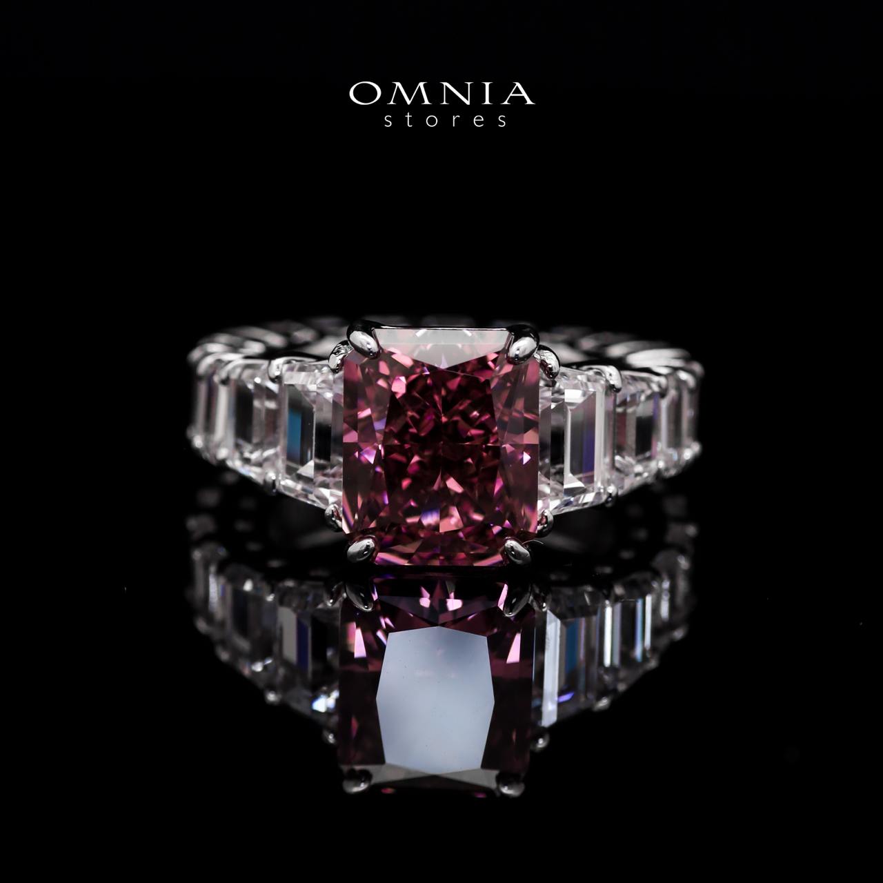 Omnia Maelis Luxe Pink Ring in 925 Silver with High-Quality Simulated Diamonds - OMNIASTORES UAE