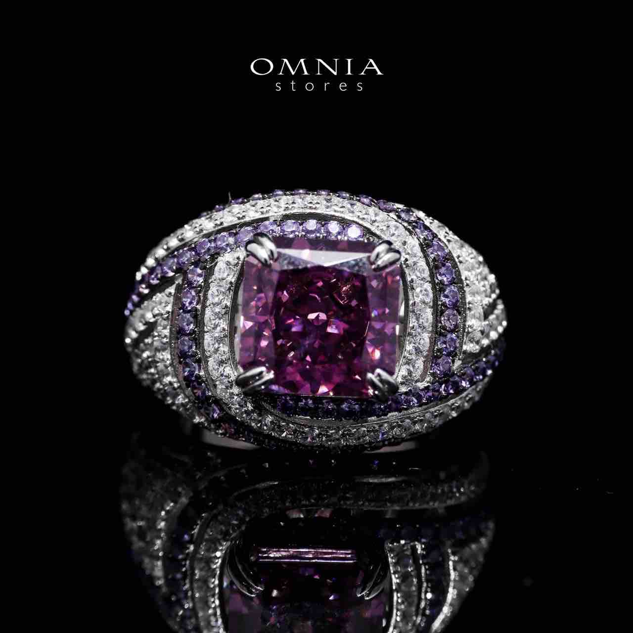 Asalaa Elegance Purple Ring in 925 Silver with High-Quality Simulated Diamonds