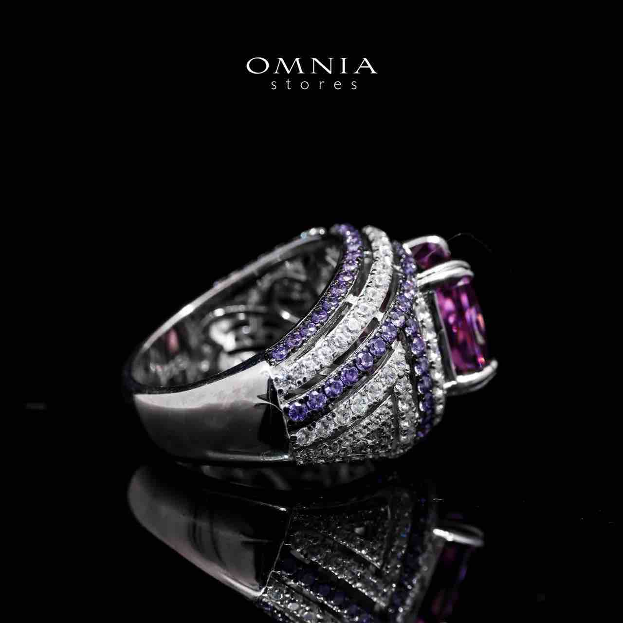 Asalaa Elegance Purple Ring in 925 Silver with High-Quality Simulated Diamonds