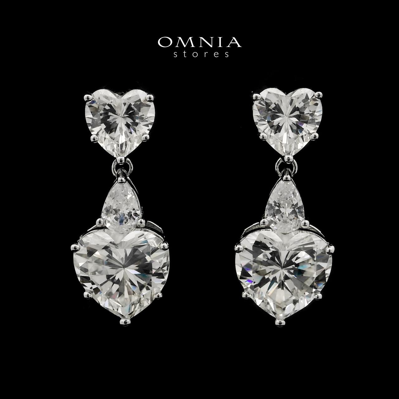 Sura Heart Drop Earrings In 925 Silver High Quality Simulated Diamonds