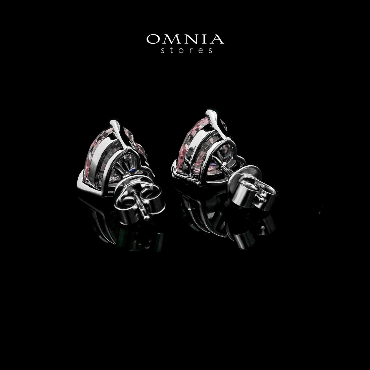 Omnia Shaden Pink Heart Stud Earrings in 925 Silver with High-Quality Simulated Diamonds - OMNIASTORES UAE