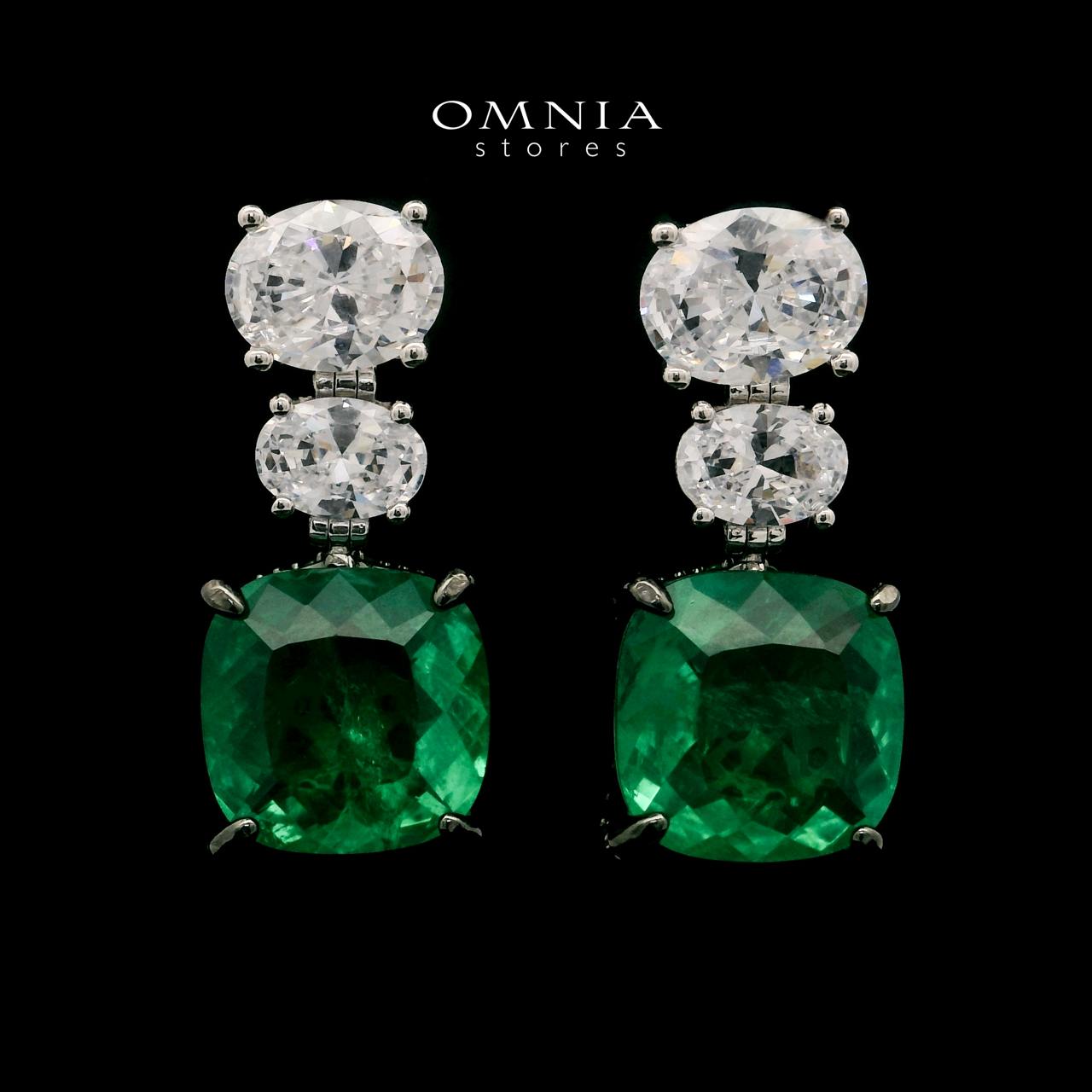 Shadia Green Earrings In 925 Silver High Quality Simulated Diamonds