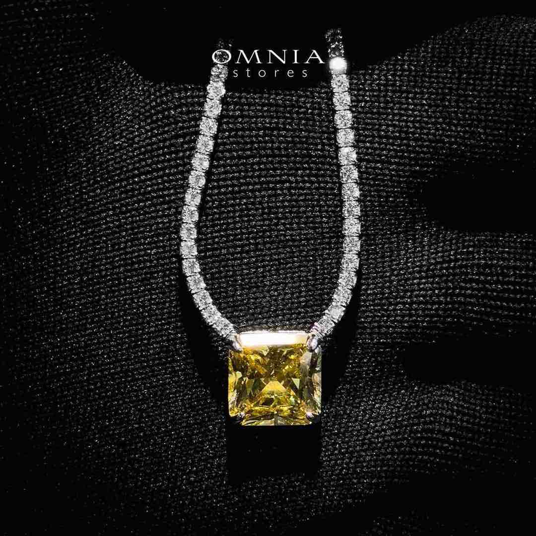 Omnia Bettina Yellow Necklace 925 Silver in High Quality Simulated Diamonds - OMNIASTORES UAE