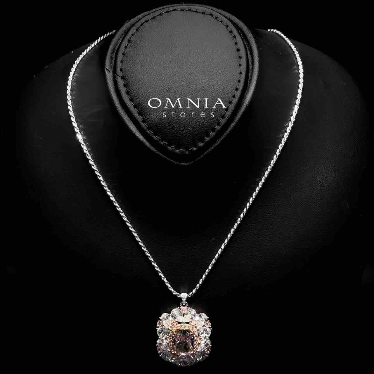 Dubai Pink Floral Design Necklace In 925 Silver High Quality Simulated Diamonds - OMNIASTORES UAE