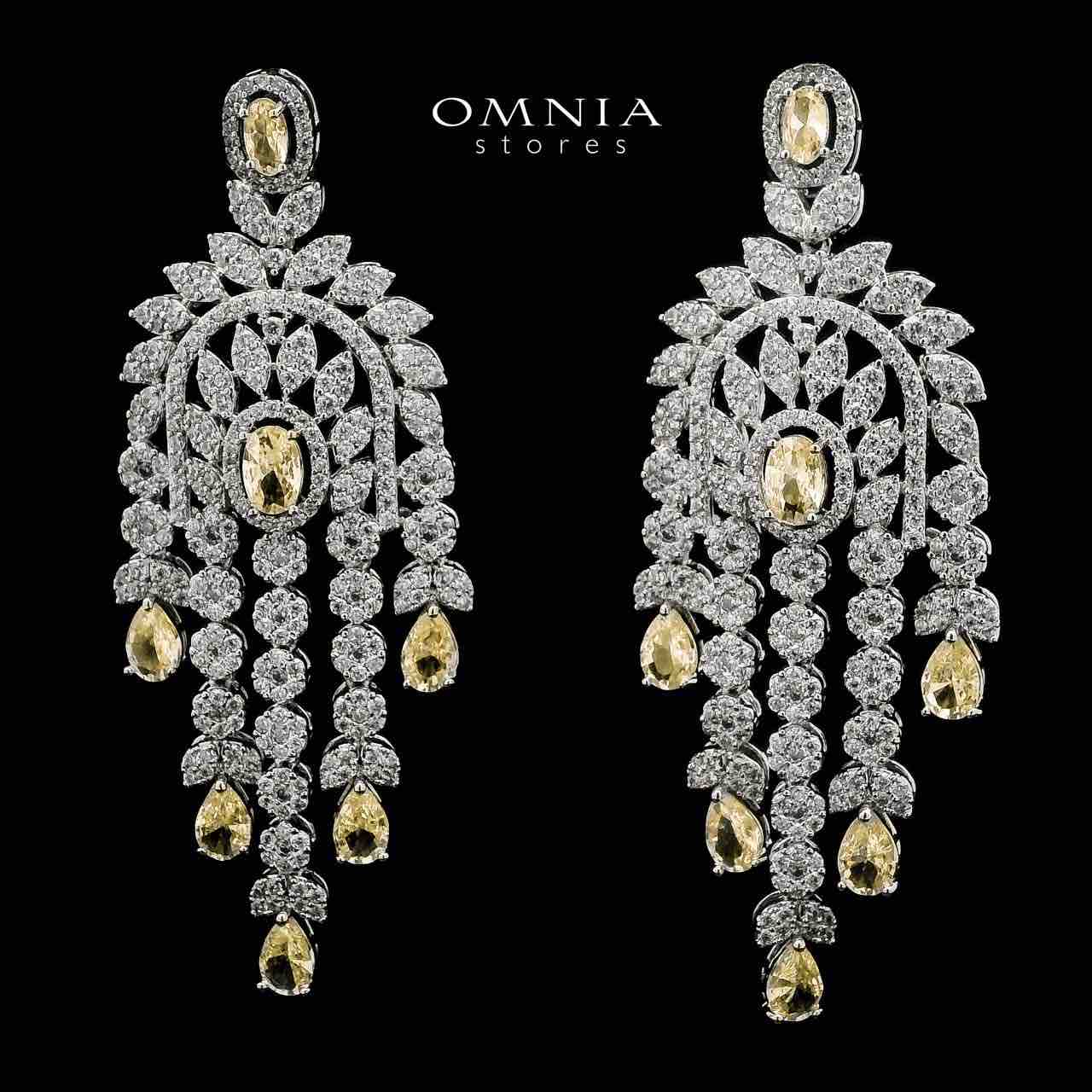 Àmaal Yellow Bridal Long chain Set Accessories High Quality Zircon Stone In Rhodium Plated - OMNIASTORES UAE