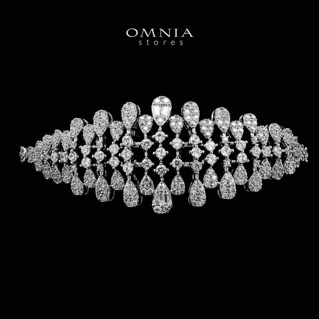 Omnia Behnaz White Bridal Full Set in High Quality Zircon Stone in Rhodium Plated - OMNIASTORES UAE