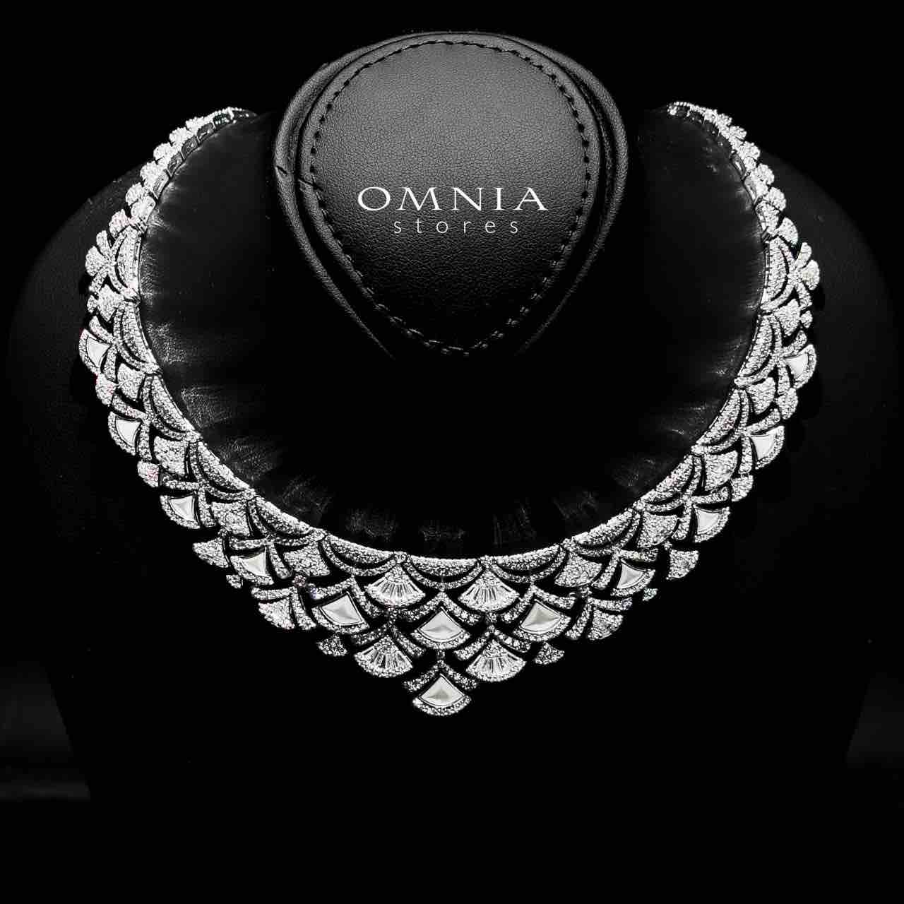 Omnia Bita White Bridal Full Set in High Quality Zircon Stone in Rhodium Plated - OMNIASTORES UAE