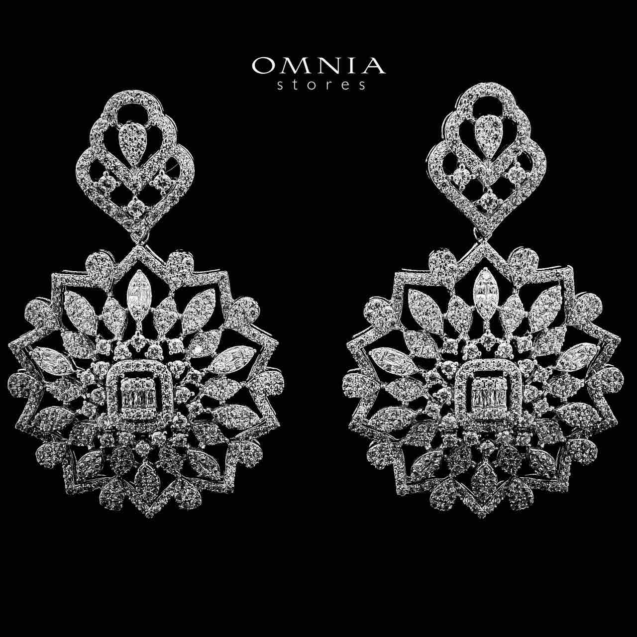 Omnia Delnaz White Long Chain Full Set in High Quality Zircon Stone in Rhodium Plated - OMNIASTORES UAE