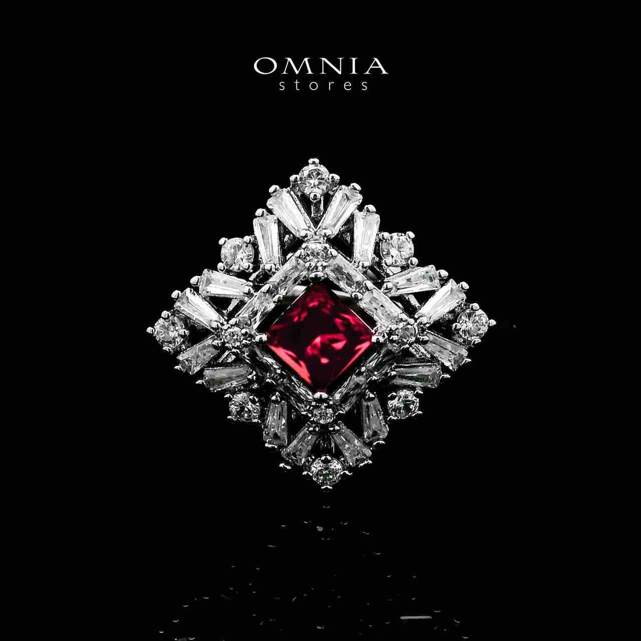 Omnia Donya Red Long Chain Full Set in High Quality Zircon Stone in Rhodium Plated - OMNIASTORES UAE