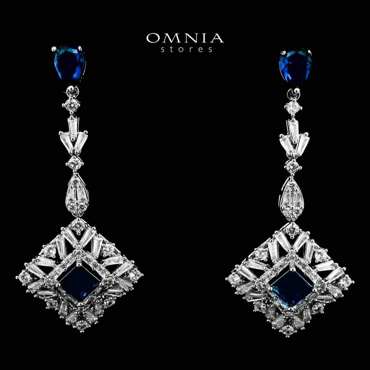 Omnia Donya Blue Long Chain Full Set in High Quality Zircon Stone in Rhodium Plated - OMNIASTORES UAE