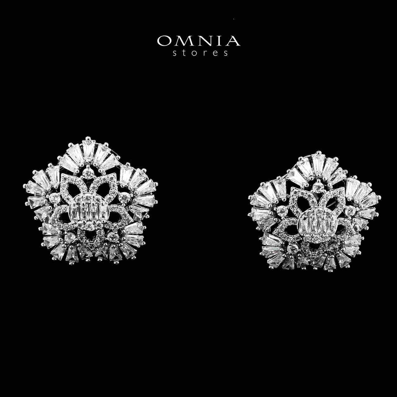 Omnia Farahnaz Silver Necklace, Earrings & Ring Set in High Quality Zircon Stone in Rhodium Plated