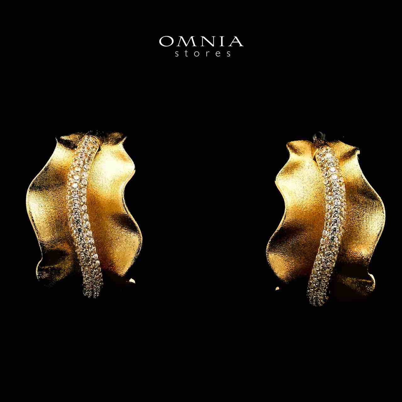 Golnoosh Gold Plated Earrings in High Quality Zircon Stone in Rhodium Plated - OMNIASTORES UAE