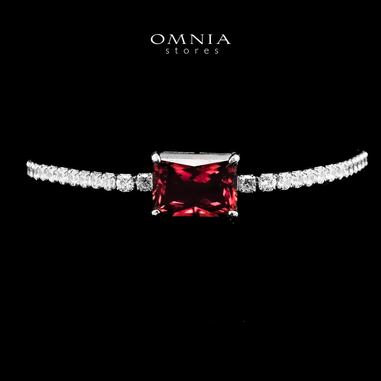 Omnia Gabrielle Red Bracelet In 92.5 Silver High Quality Simulated Diamonds