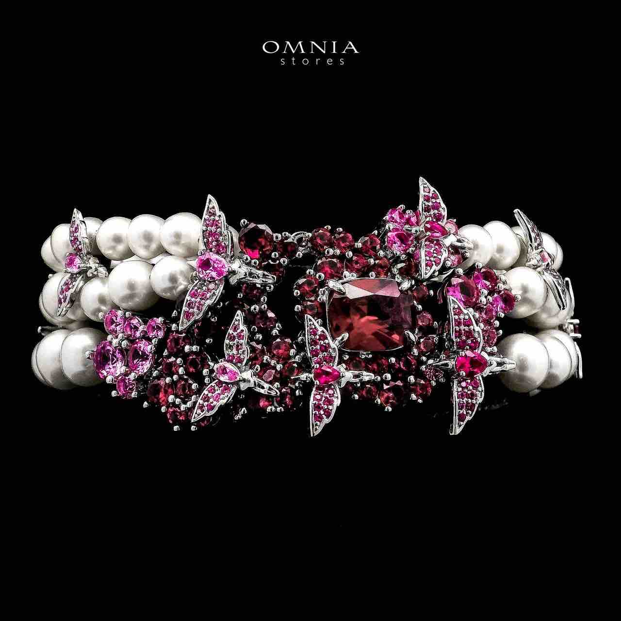Omnia Pearl Bracelet in 925 Silver with High Quality Simulated Diamonds