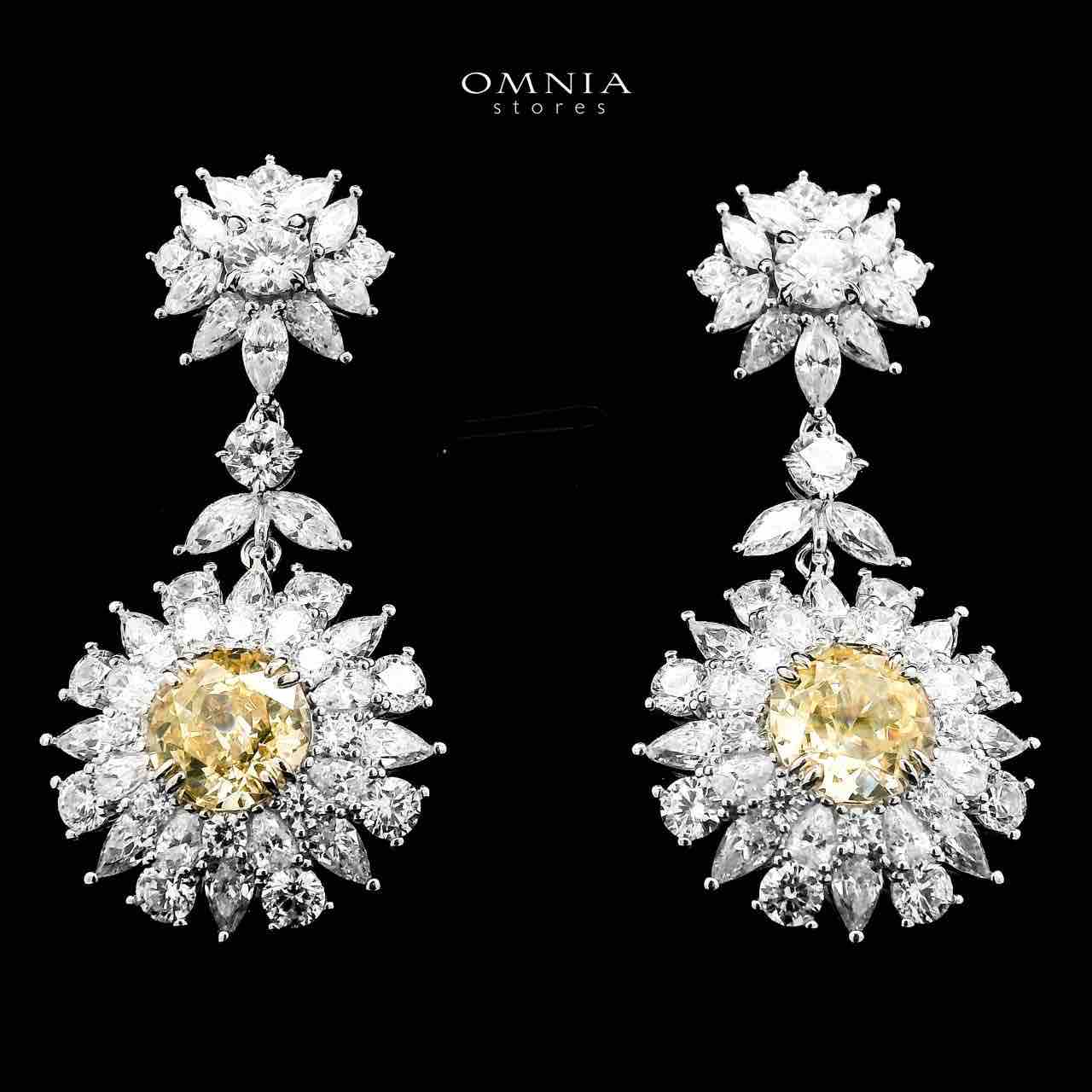 Marjan Sunflower Yellow Drop Earrings In 925 Silver Certified High Quality Lab Grown Stones