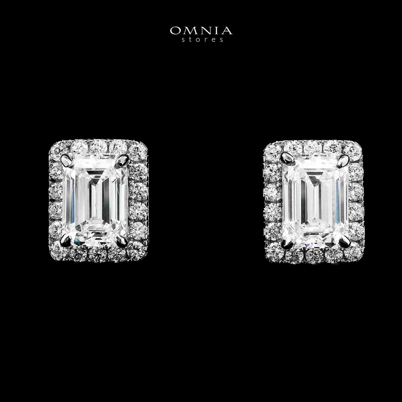Mitra White Square Stud Earrings In 925 Silver Certified High Quality Lab Grown Stones