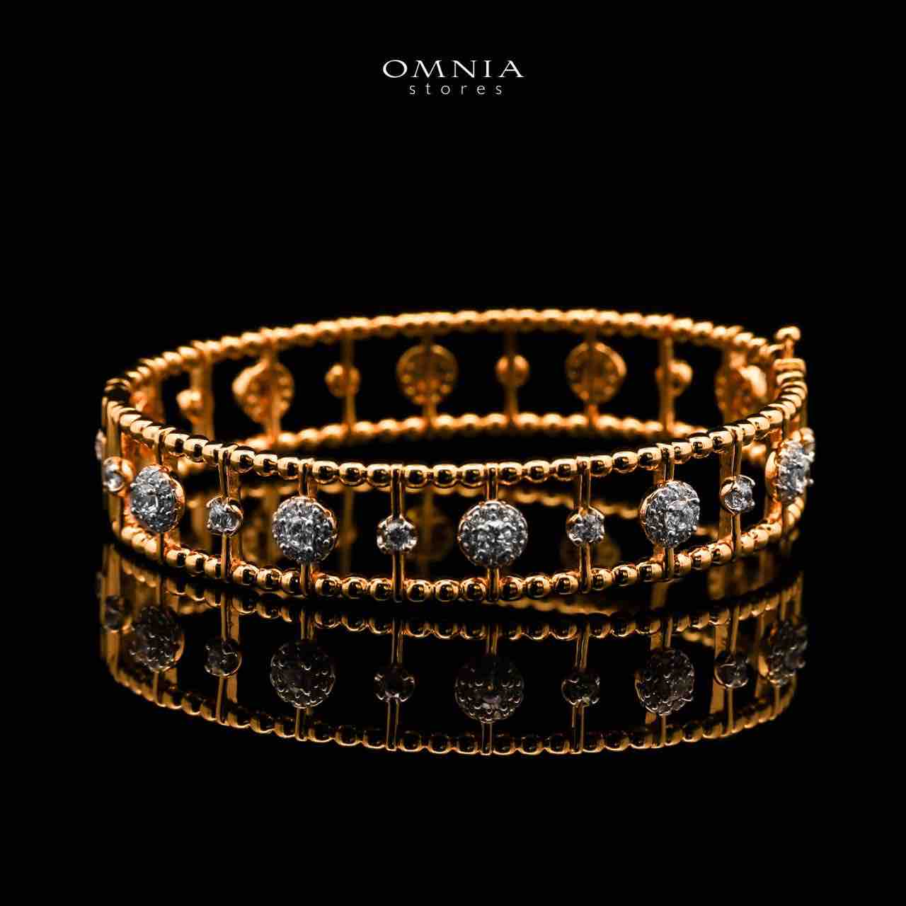 Nasim Golden Plated Bangle In 925 Silver Certified High Quality Lab Grown Stones