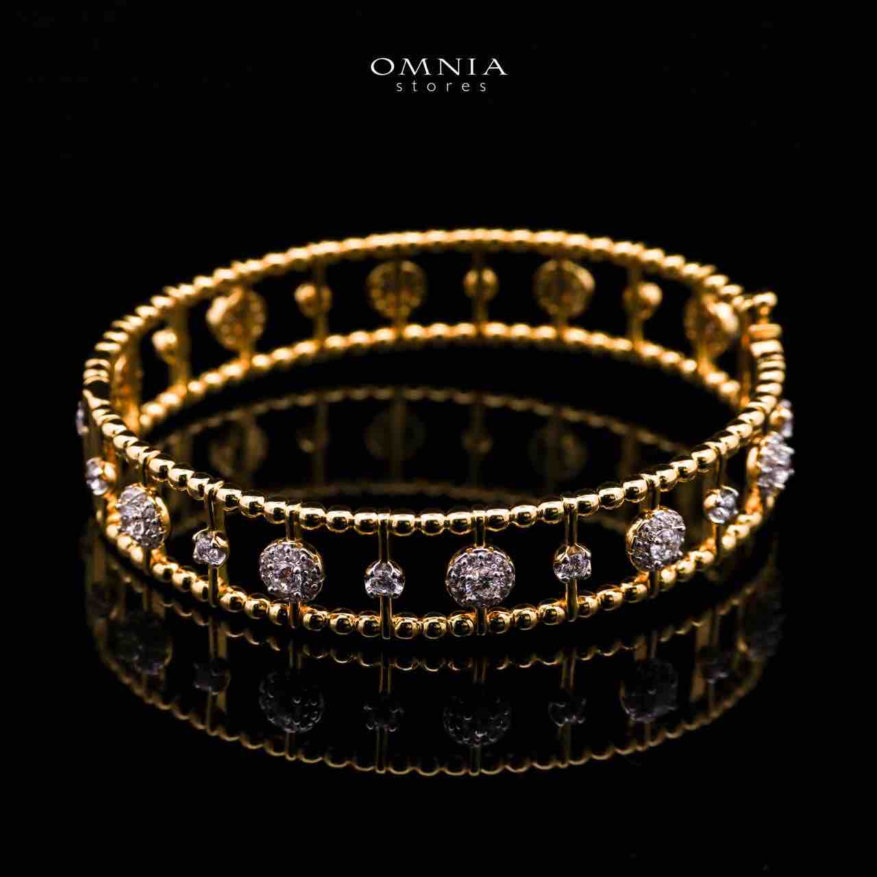Nasim Golden Plated Bangle In 925 Silver Certified High Quality Lab Grown Stones